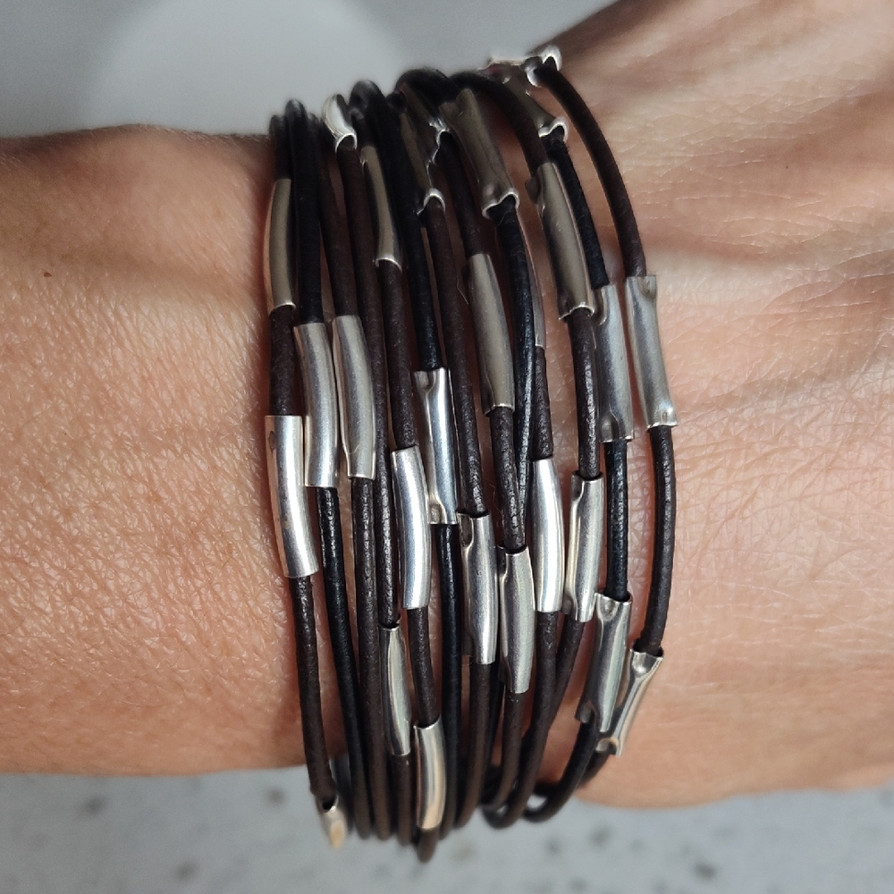 Silpada Leather & Sterling Silver Multi-Strand Bracelet